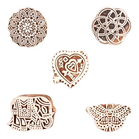 Set of 5 Piece New Mix Wooden Printing Block